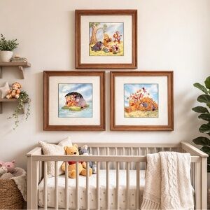 Winnie the Pooh Framed Art Set Vintage Disney Wall Art